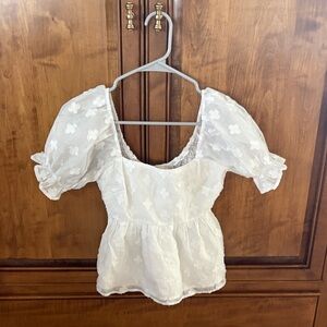 Altar'd State Cream Floral Puff Sleeve Blouse